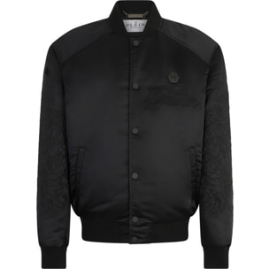 PHILIPP PLEIN Satin Bomber Jacket Skull Dragons Dragons