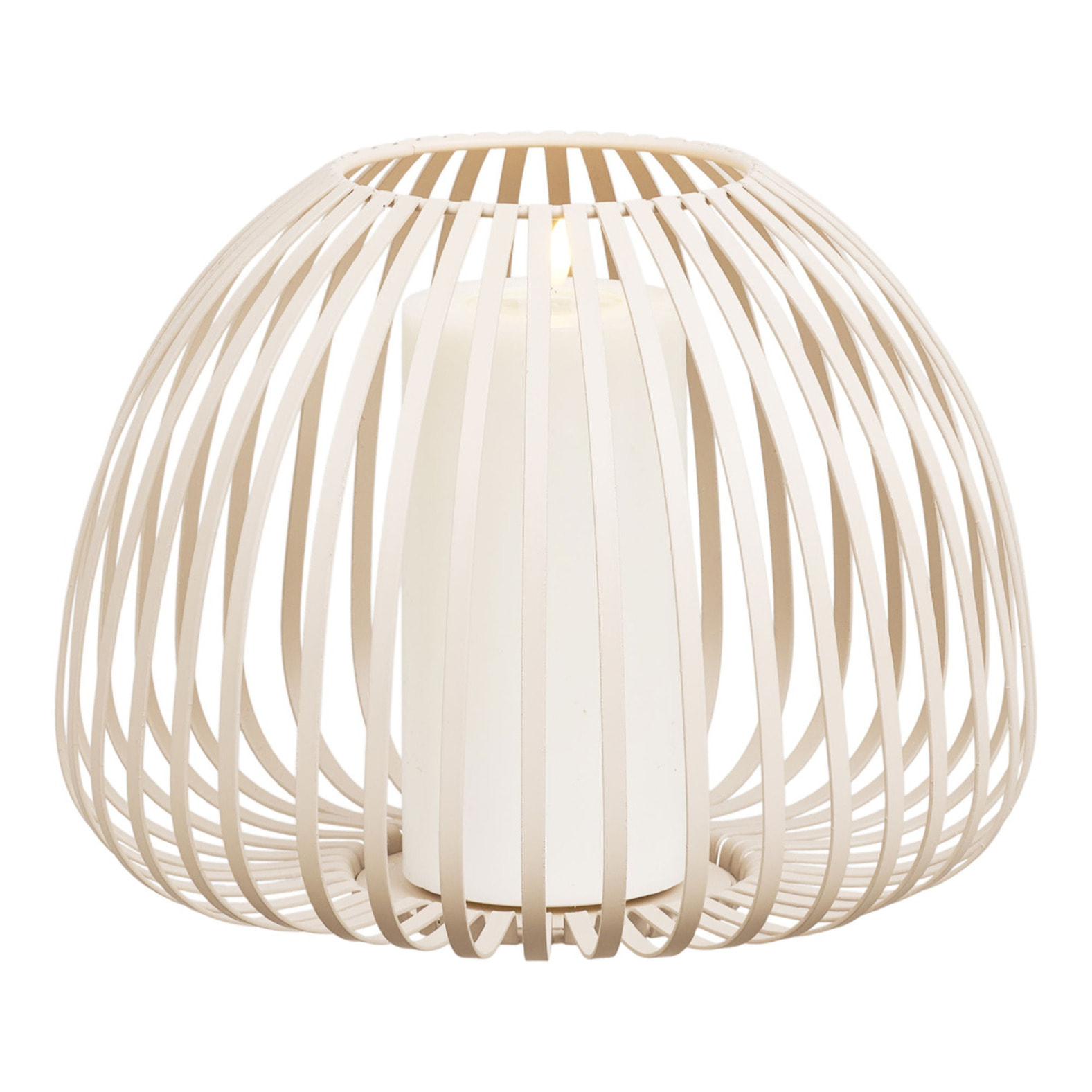 Lanterna Stoense in metallo beige a fasce ø25x20 cm
