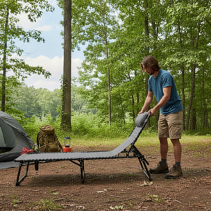 Well Home Tumbona de camping 190x60x30cm Acero Textilene 2x1 negro / gris oscuro hasta 110kg