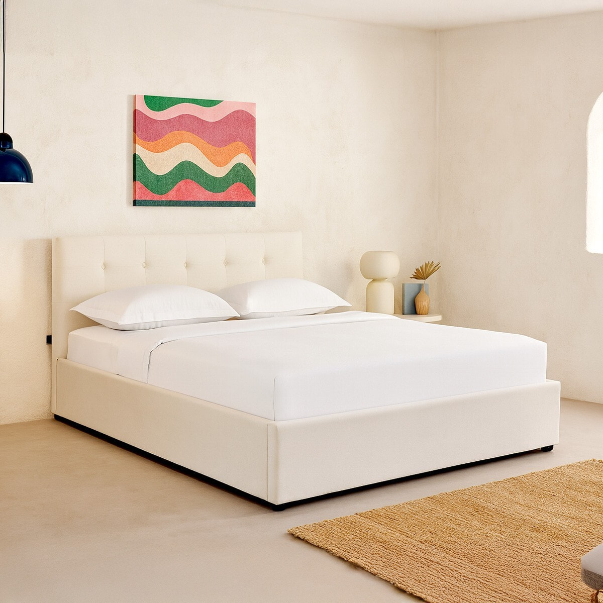 Lit coffre avec tête de lit en velours - TINA