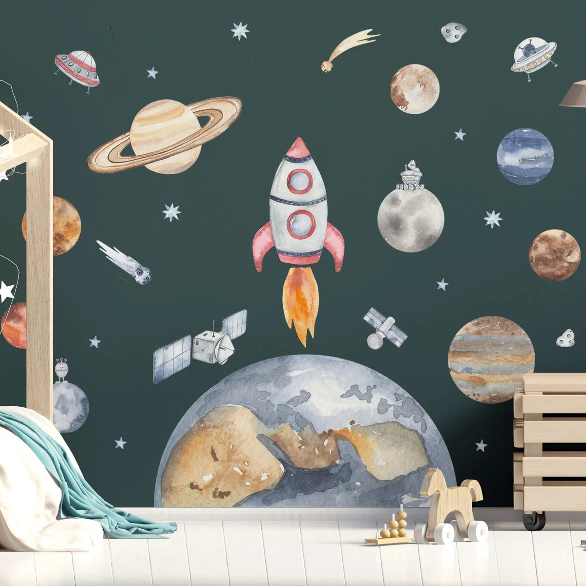 Sticker mural - Ambiance Sticker - PLANÈTE TERRE DANS L'ESPACE - 80x120cm