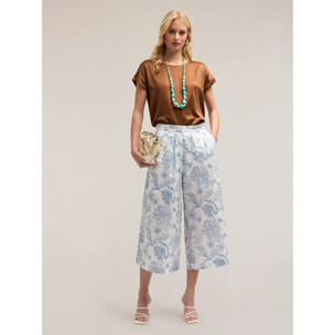 Motivi - Pantalones cropped de algodón con bordado floral - Light - blue