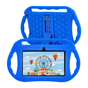 Tablet per bambini WiFi Q8. Sistema operativo Android 10 con IWAWA. Schermo 7'' 1024x600px. Allwinner A100, ARM Cortex™-A53 Quad-Core, 1,6 Ghz 1 GB di RAM + 16 GB. Doppia camera, involucro in silicone.