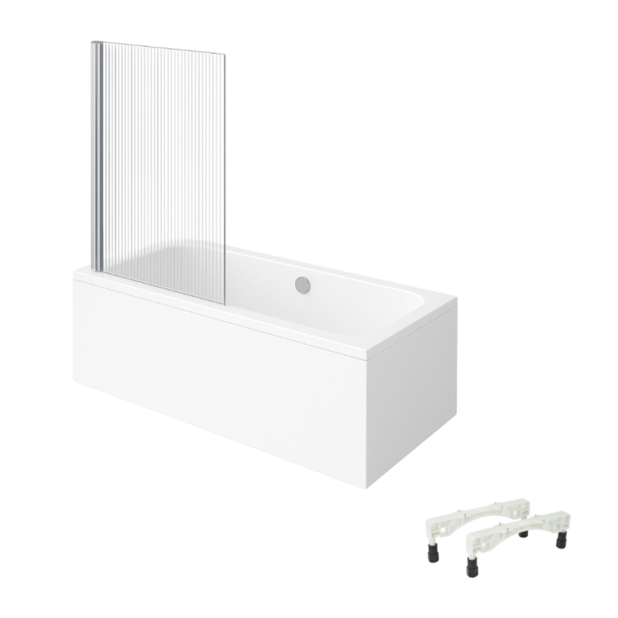 Baignoire droite VILLEROY & BOCH Architectura avec pieds acrylique 170 x 80 cm  + Pare bain gauche AURYS Raywall chromé