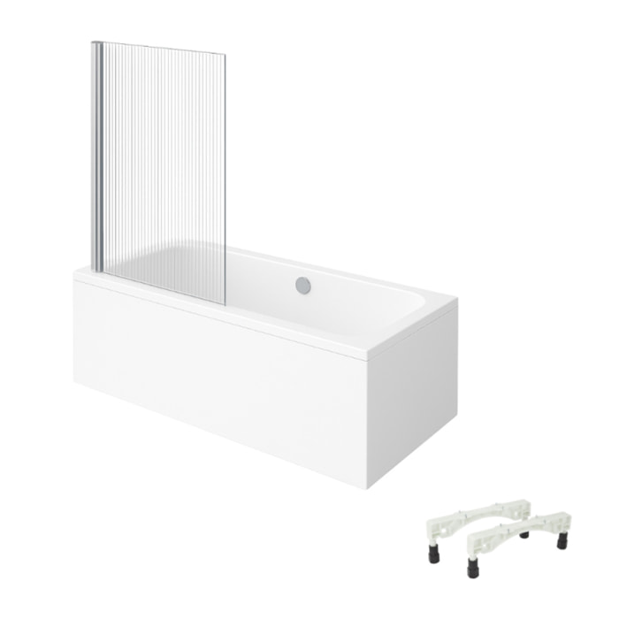 Baignoire droite VILLEROY & BOCH Architectura avec pieds acrylique 170 x 80 cm  + Pare bain gauche AURYS Raywall chromé