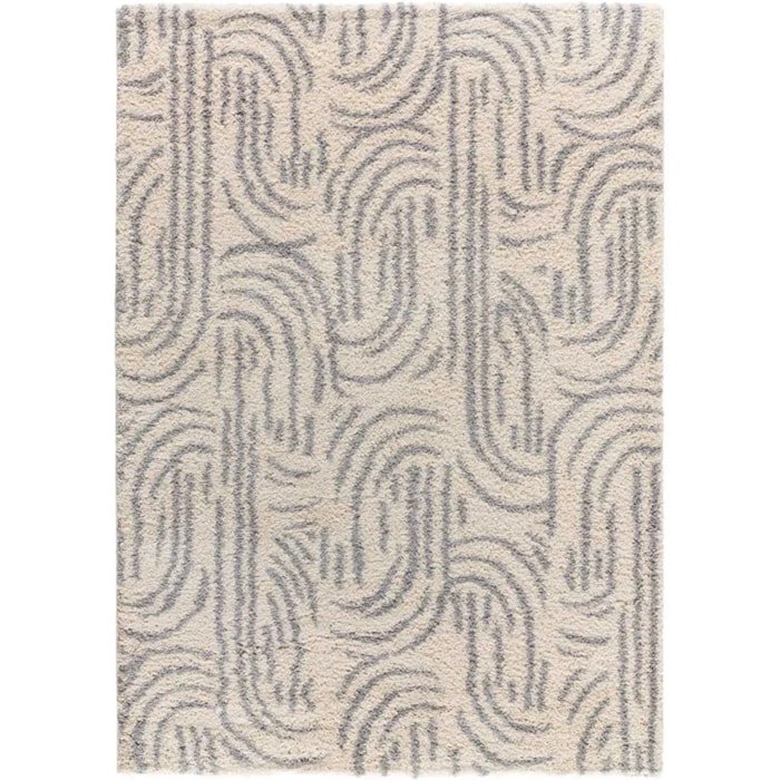 HELIA Alfombra shaggy de estilo escandinavo en beige y gris, varias medidas disponibles