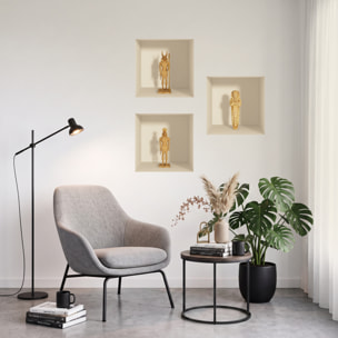 Stickers muraux 3D | Sticker Mural Autocollant effet 3D Egypte statues d'argile - Stickers adhésifs 3D Chambre Salon Trompe l'oeil