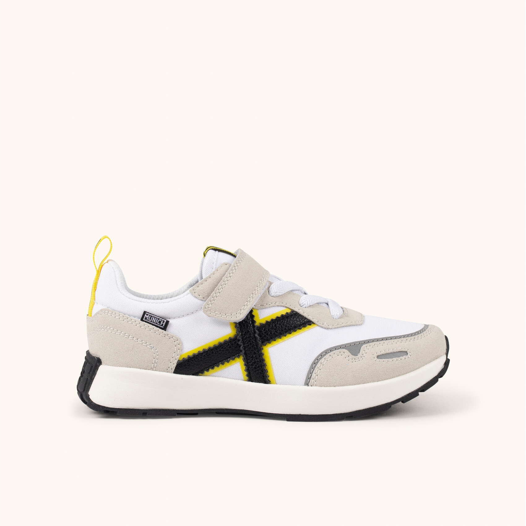 MUNICH MINI XEMINE VCO 03 Zapatilla Infantil Blanca y Gris con Cierre de Velcro