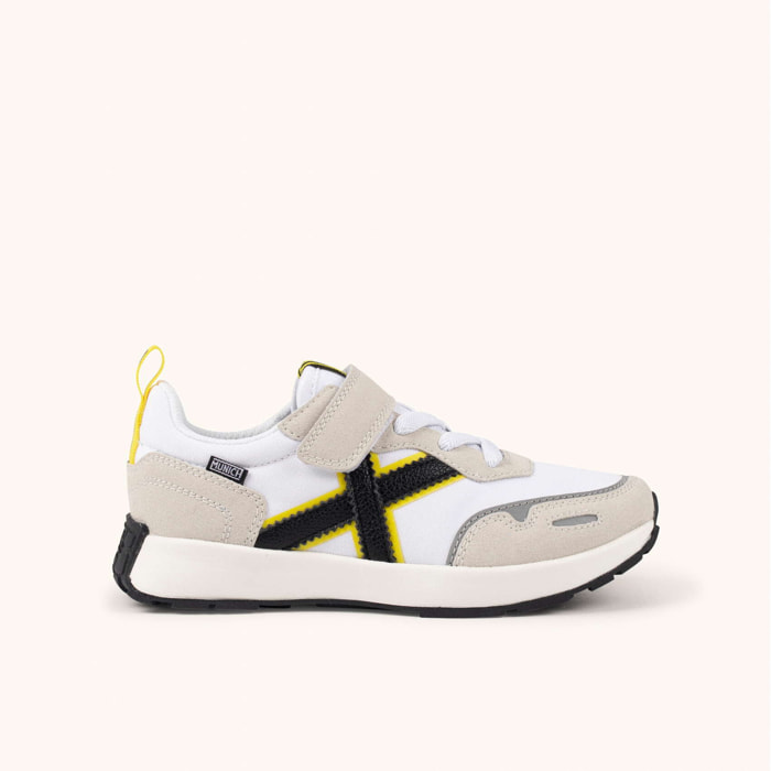 MUNICH MINI XEMINE VCO 03 Zapatilla Infantil Blanca y Gris con Cierre de Velcro