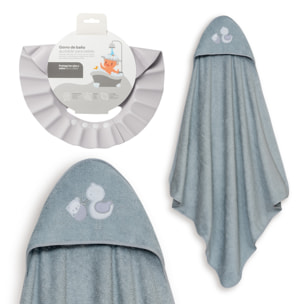 Capa Baño 1X1 Mod Cigueña Oso+Gorro Gris