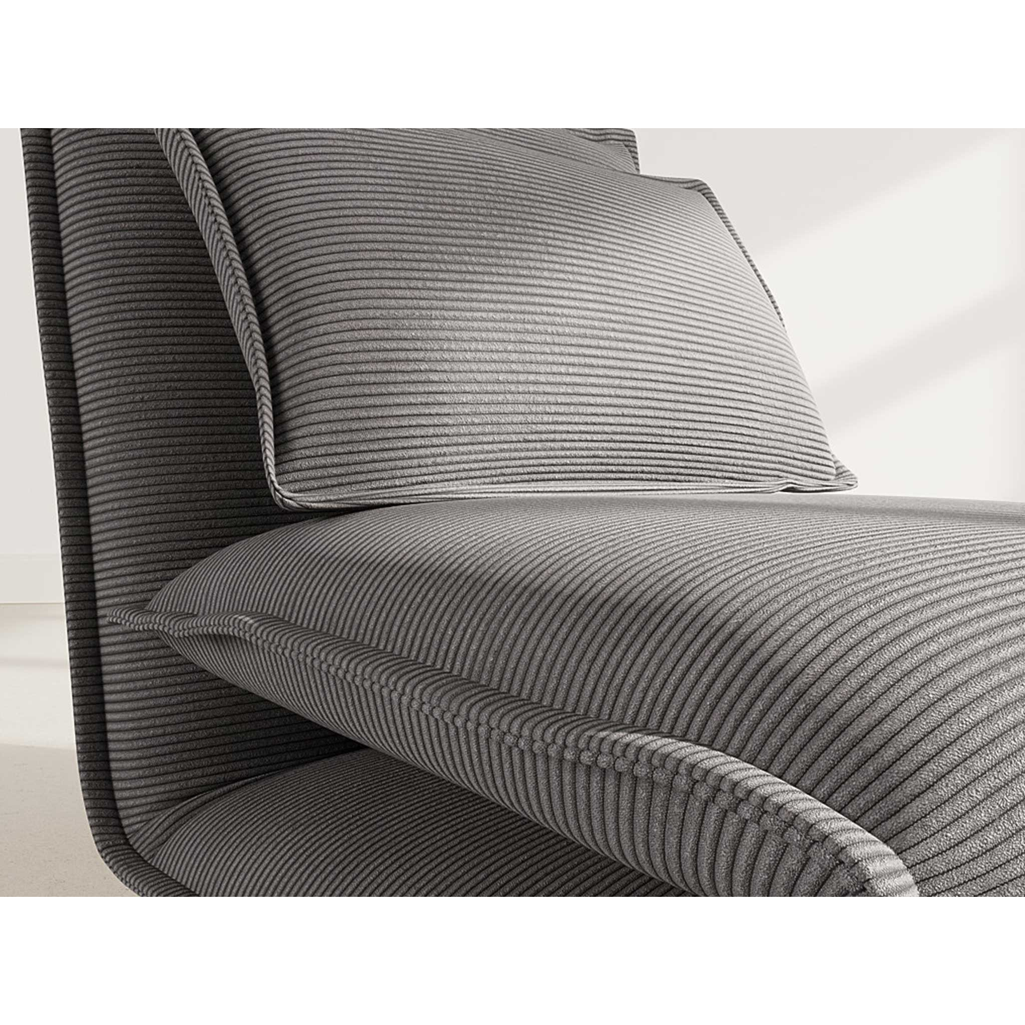 Candice - Banquette 1 place convertible clic-clac en velours côtelé - Gris foncé