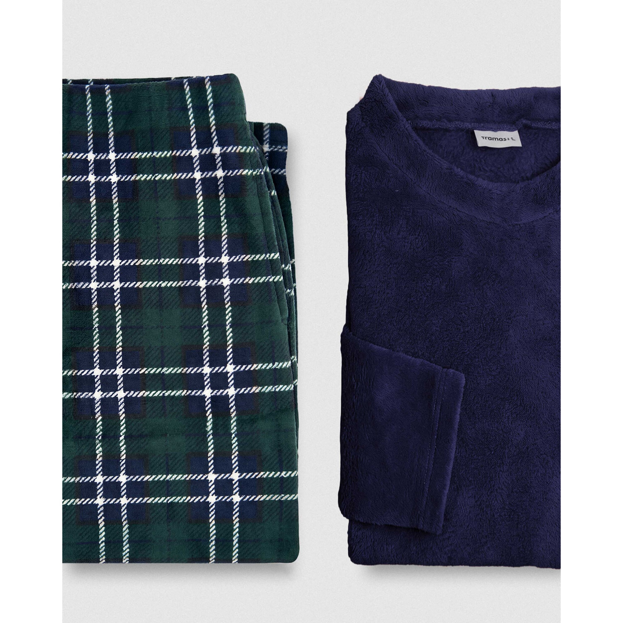 Pijama coral cuadro wello azul marino