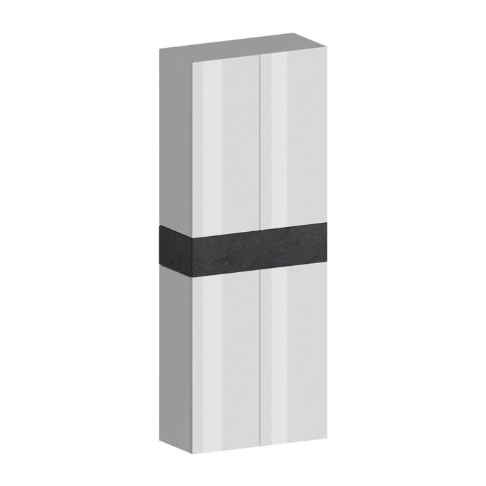 Scarpiera Asklol, Porta scarpe salvaspazio a 5 ante, Armadio multifunzione da ingresso, 76x38h200 cm, Bianco lucido e Ardesia