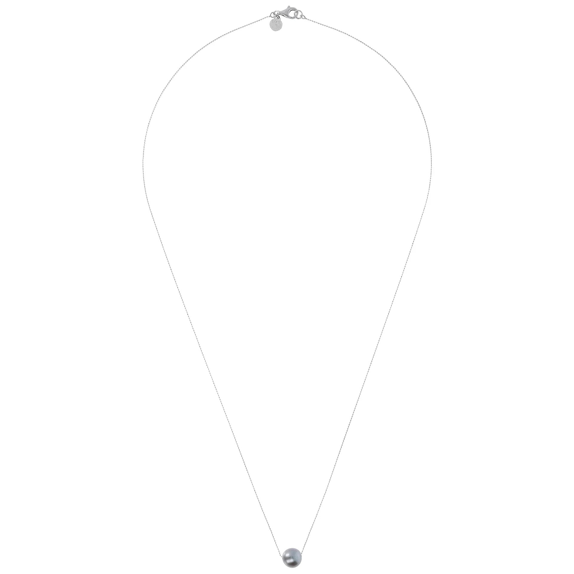 PERLAVIVA - Collana Catena a Palline in Argento 925 placcato Platino con Perla Ming d'Acqua Dolce Rosa Ø 11 mm