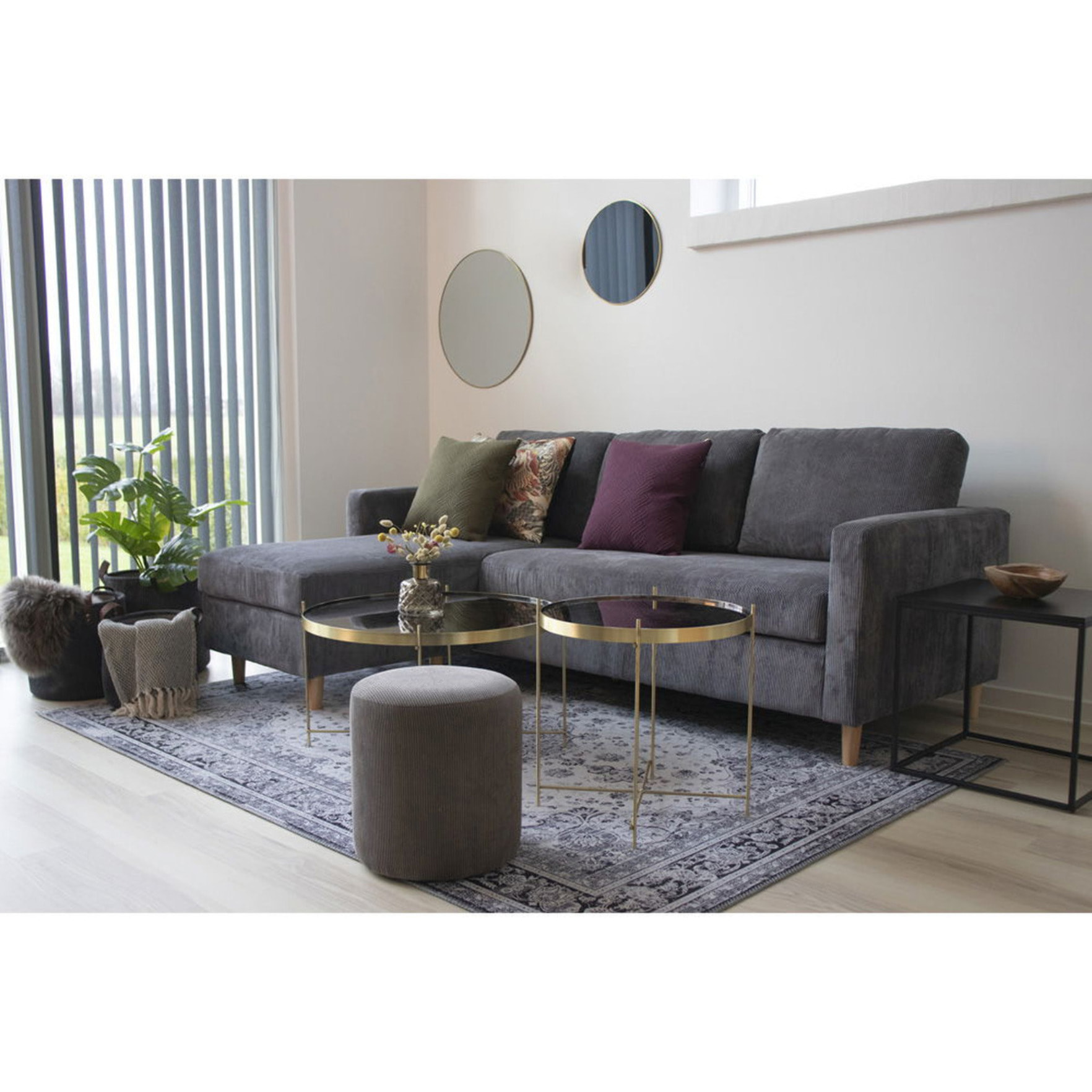 Specchio tondo da parete Jersey in acciaio color ottone ø60 cm
