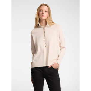 Elena Mirò - Maglia con colletto e bottoni - Beige