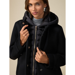 Oltre - Cappotto in scuba con gilet imbottito - Nero