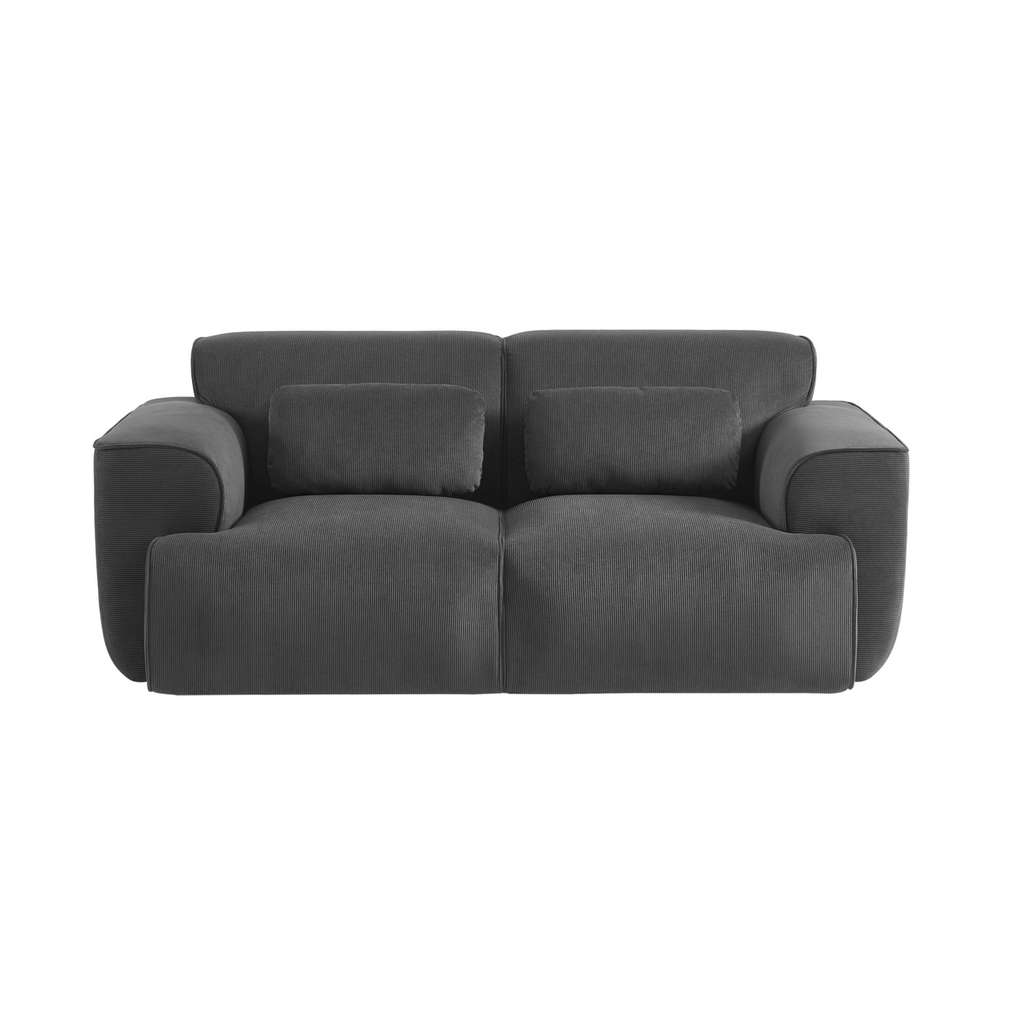 Canapé Wallas. 2 places. tissu velours côtelé gris foncé L 180 x P 98 x H 73cm