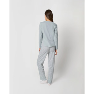 Pigiama lungo in cotone con scollo a V doce azzurro acqua