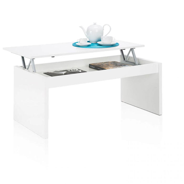 Mesa de centro elevable Evan Blanco Brillo