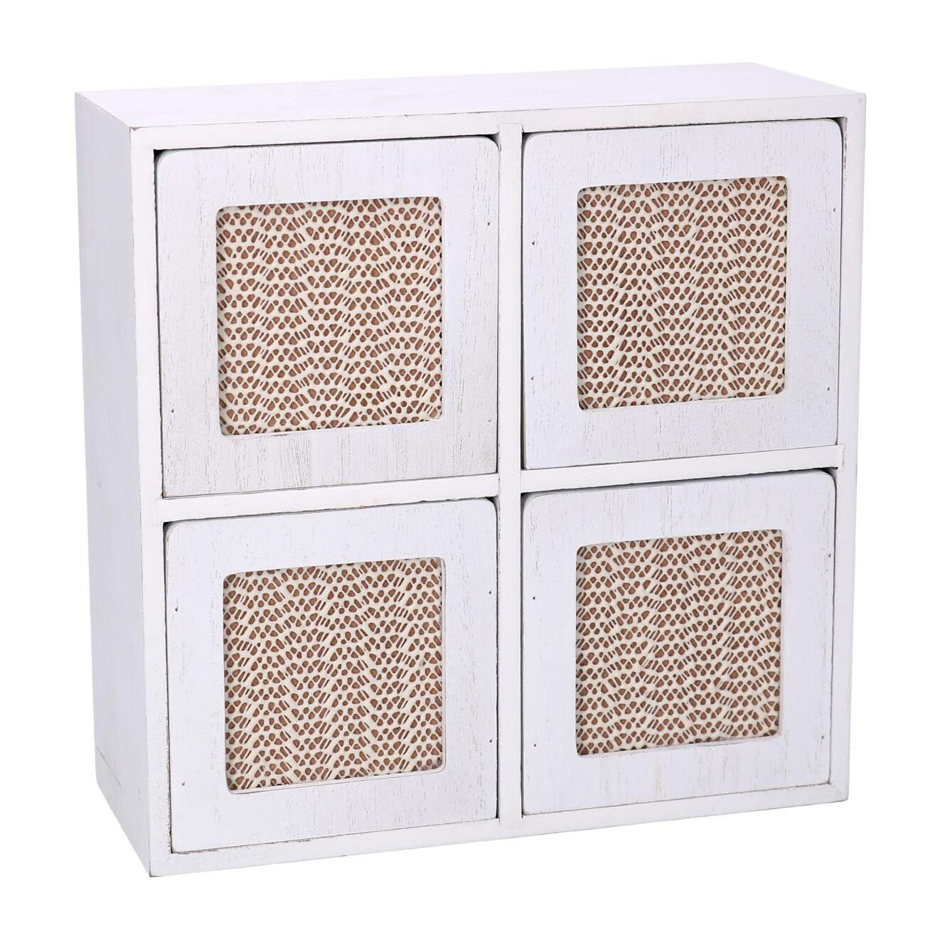 Portatutto in legno bianco quadro cm20x8x20