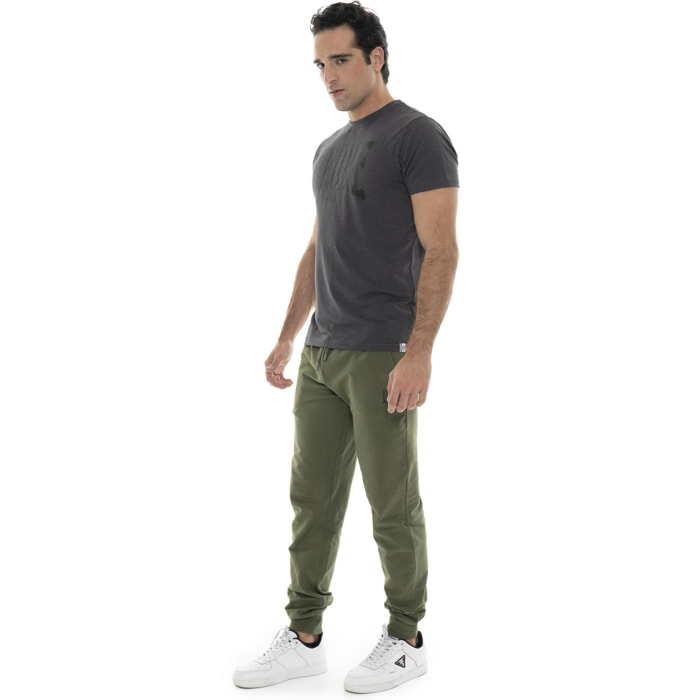 T-shirt in cotone elasticizzato a manica corta con logo grande Leone 1947 Basic