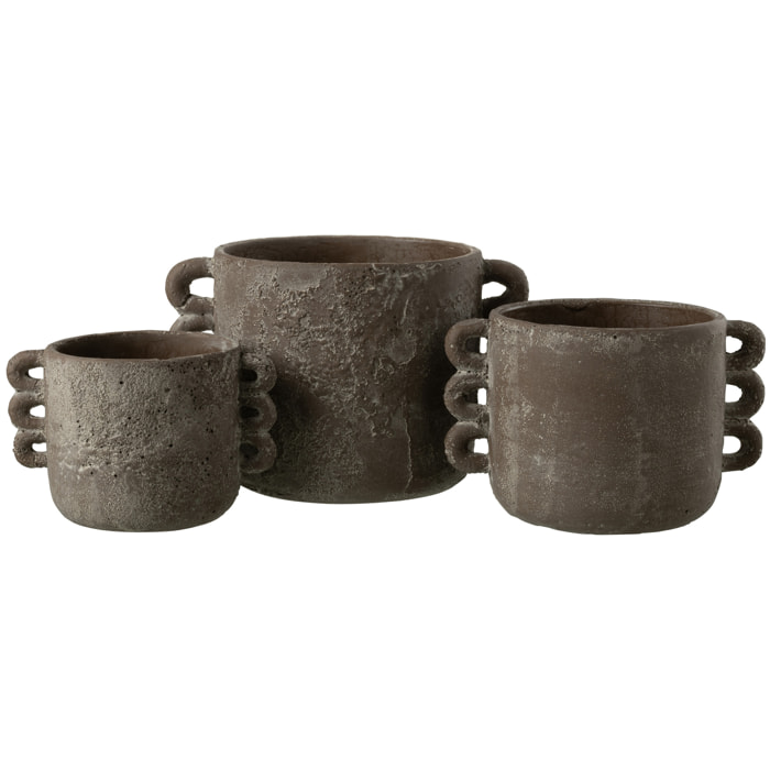 J-Line cache-pot Celia - céramique - marron - large - Ø 30 cm