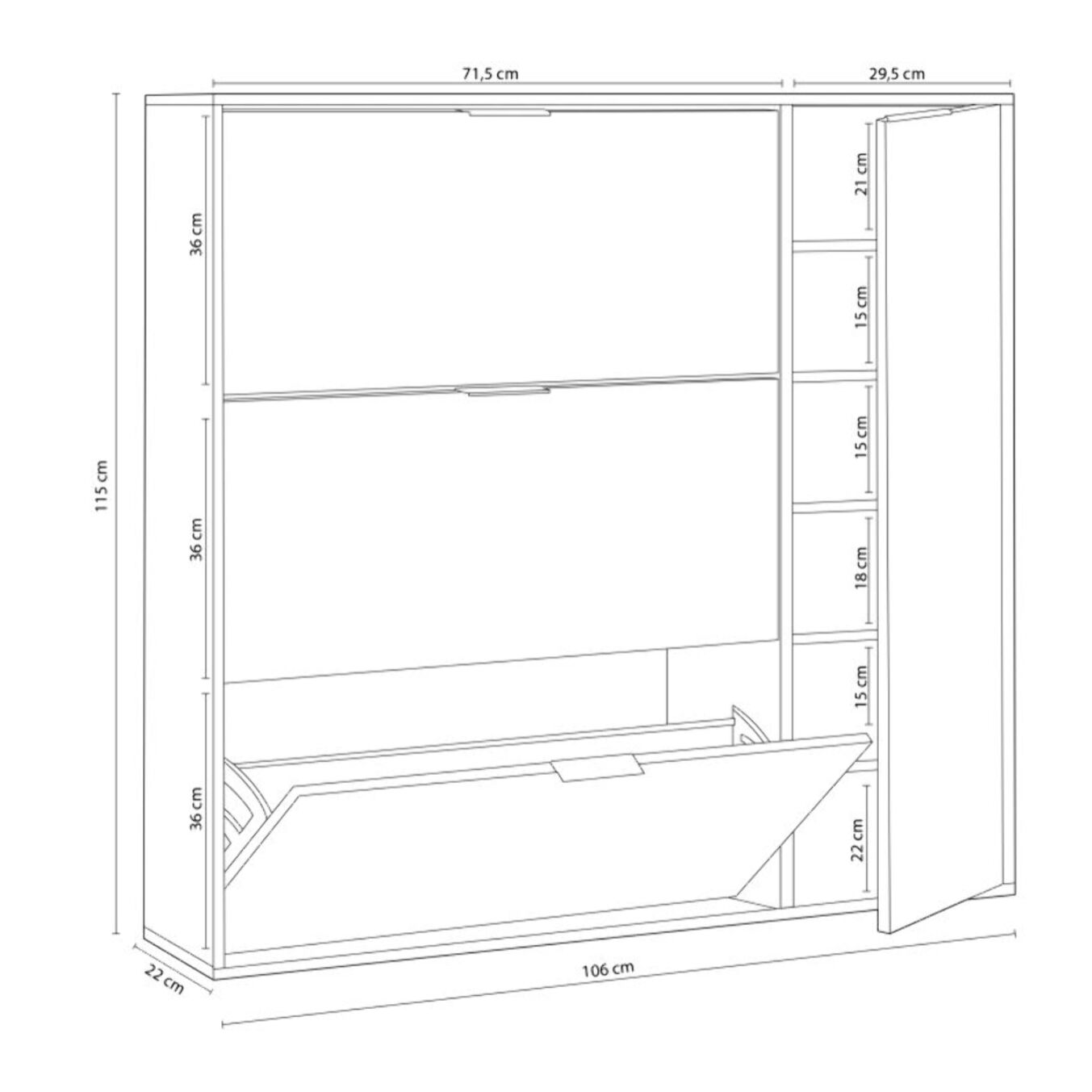 Zapatero Eris 4 Puertas Blanco Artik (Blanco Mate) - Roble Canadian