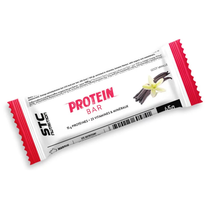 STC NUTRITION - Protein Bar - Barre protéinée enrichie en vitamines & minéraux - Maintien de la masse musculaire - 14g de protéines par barre - Etui de 5 barres - Vanille