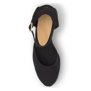 Alpargata carol cuña 7 cm en algodón con pulsera y yute tintado