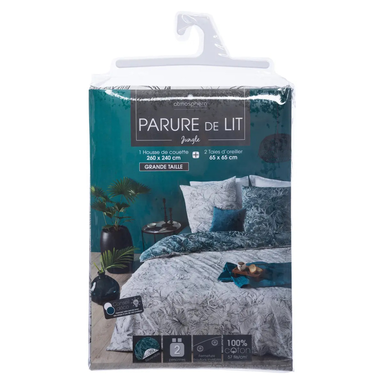 Parure de lit "Jungle" en coton 260x240 cm