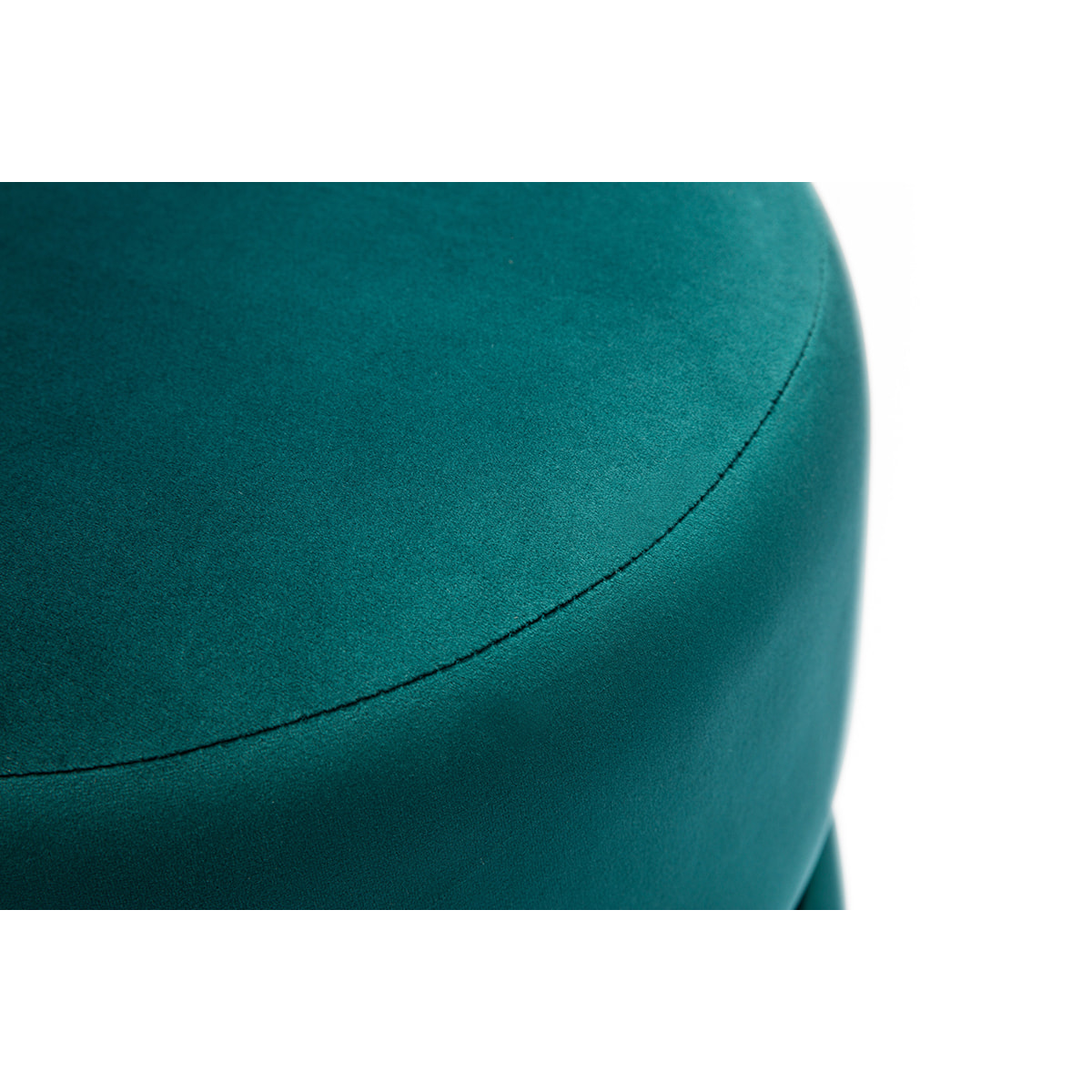 Pouf rond en velours bleu pétrole et métal doré D40 cm JOY