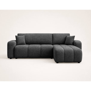Nicole - canapé d'angle réversible 4 places convertible avec coffre en tissu - Gris Anthracite