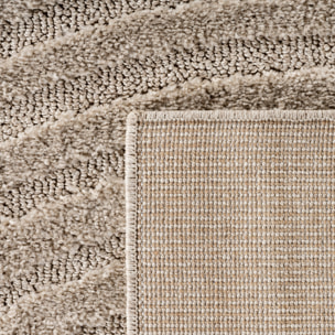 TURIN - Tapis rond moderne à motif arc en relief beige