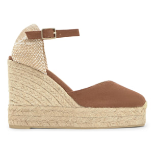 Alpargata de cuña 8 cm en lona de algodón con lazo al tobillo