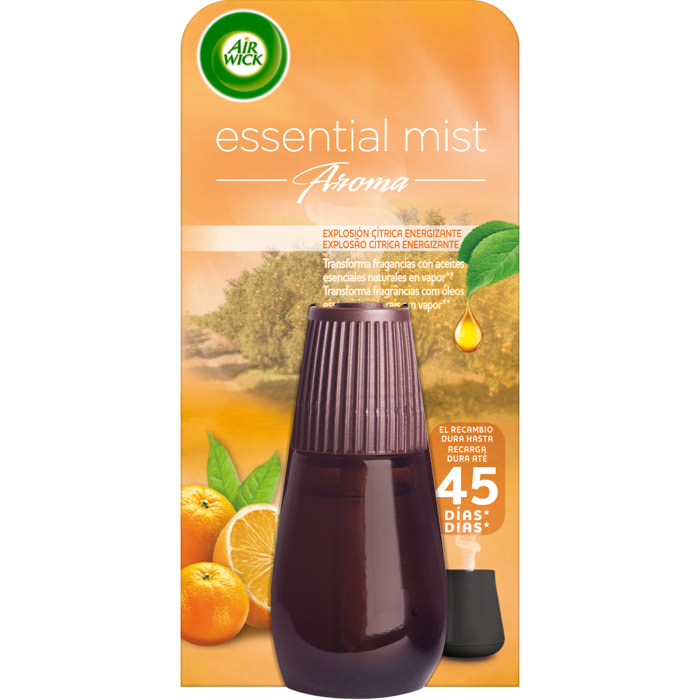 Air Wick Essential Mist - Ambientador difusor aceites esenciales para casa con aroma a Explosión Cítrica - Recambio