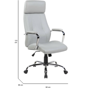 Sedia da ufficio Cairns, Poltrona presidenziale con braccioli, Sedia ergonomica da ufficio, 66x62h121/131 cm, Grigio