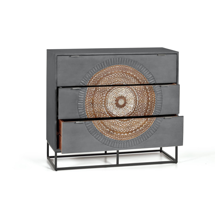 Cómoda de Madera de Mango 100 Cm Estilo Étnico Contemporáneo Industrial