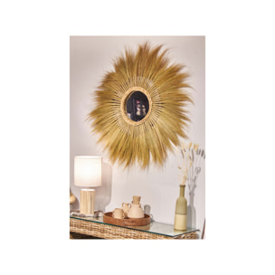 Miroir mural rond 116 cm en herbe de pampa - PLUME