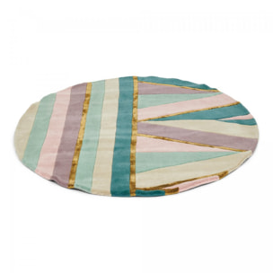 Tapis rond fait à la main en laine motif géométrique NUITOR
