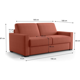 Canapé droit convertible 3 places en tissu chenille - ouverture express - ANZIO