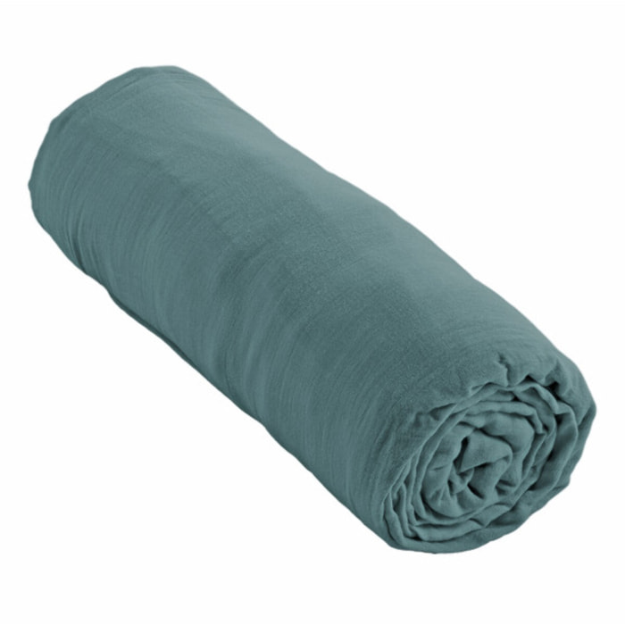 Drap housse 90x190 en gaze de coton bonnet 30 cm - GAIA