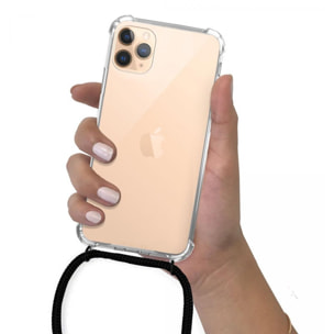 Coque iPhone 11 Pro Max anti-choc silicone avec cordon noir