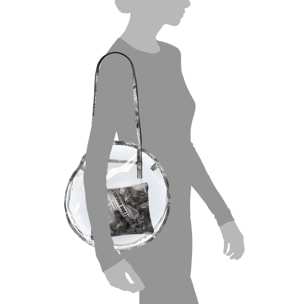 IRIA QUINTANA Borsa a Spalla da Donna Asti. Materiale PVC PU Pelle Sintetica Stampata 42x14x32 Cm. Colore bianco