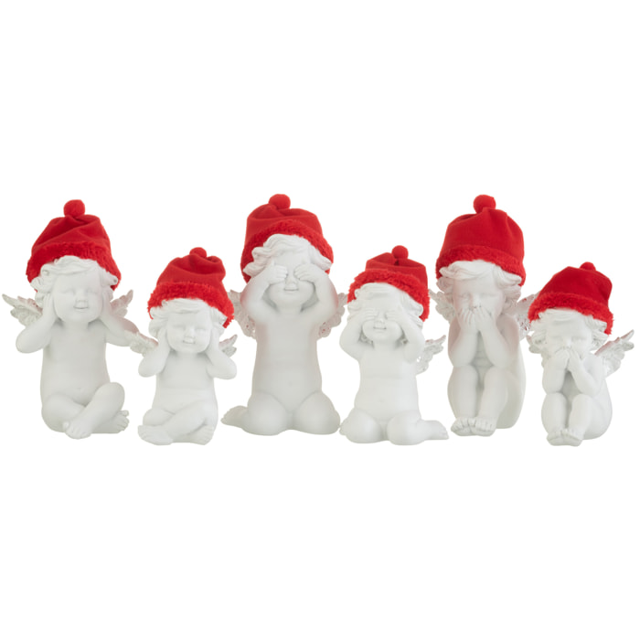 J-Line figurine Ange Voir/Entendre/Se Taire Chapeau - rouge/blanc - large - 3 pcs