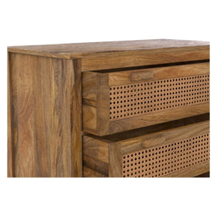 Commode en cannages et bois 3 tiroirs - Tiki