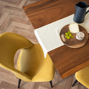 Pack 4 chaises en velours jaune et vert - Pénélope