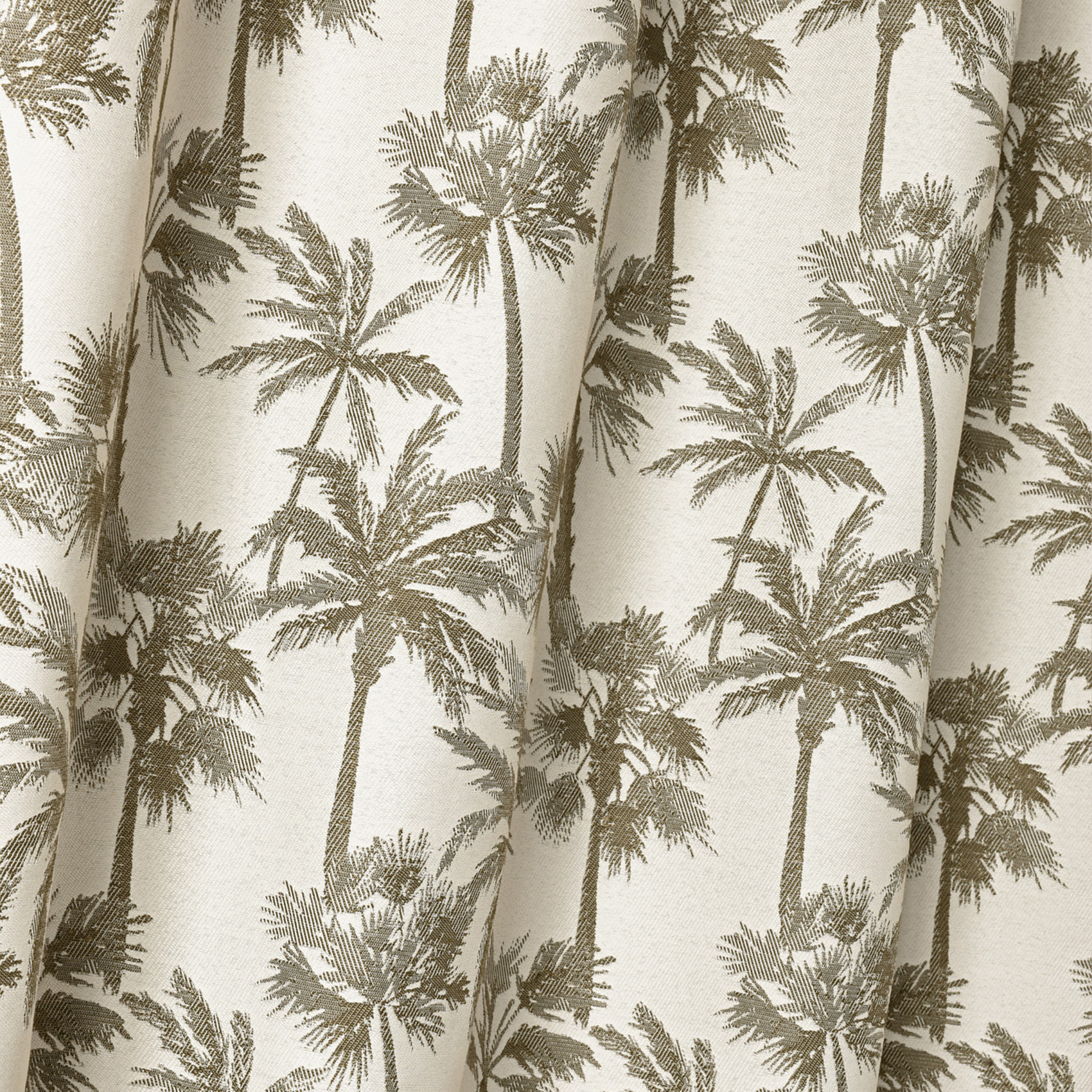 Rideau œillets motif palmier tamisant en tissu texturé - Vert