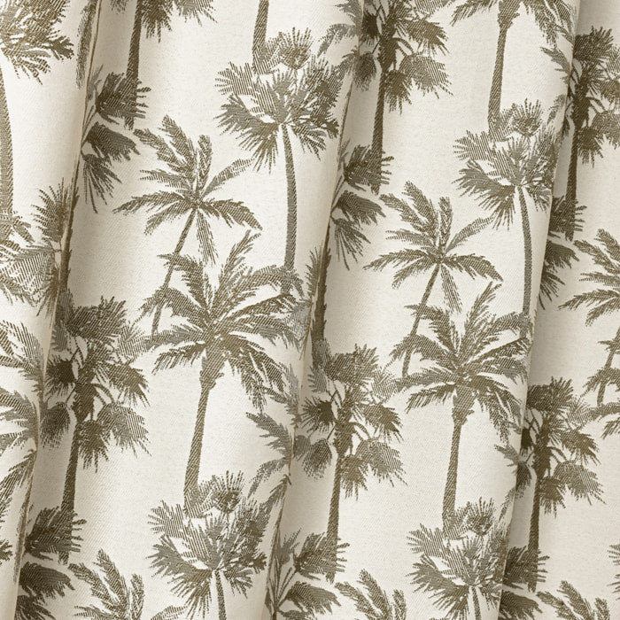 Rideau œillets motif palmier tamisant en tissu texturé - Vert