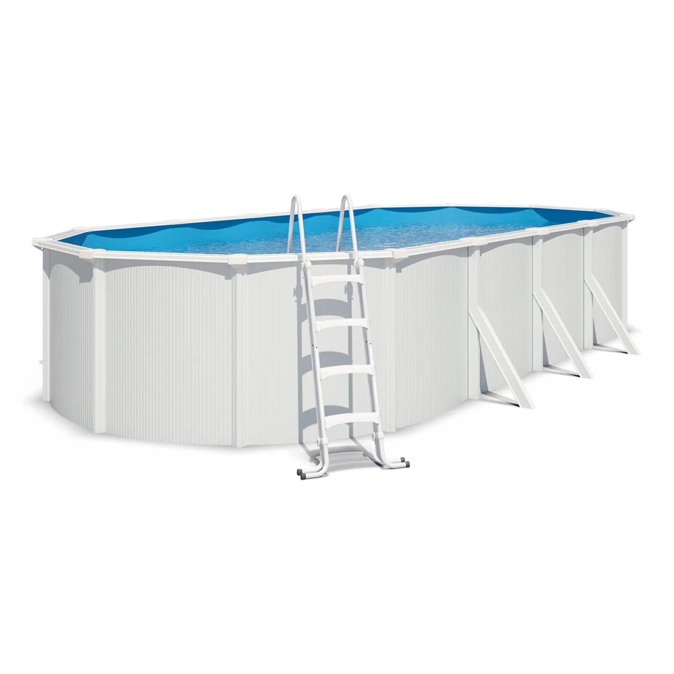 Piscine hors sol acier ovale 7,30 x 3,65 x 1,32 m blanche SAPHIR